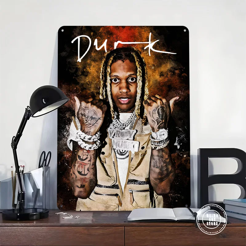 Lil Durk Portrait 3D Printed Texture Poster Personalized Wall Art Retro Metal Tin Signs for Home Decor Accessories Wand Deko