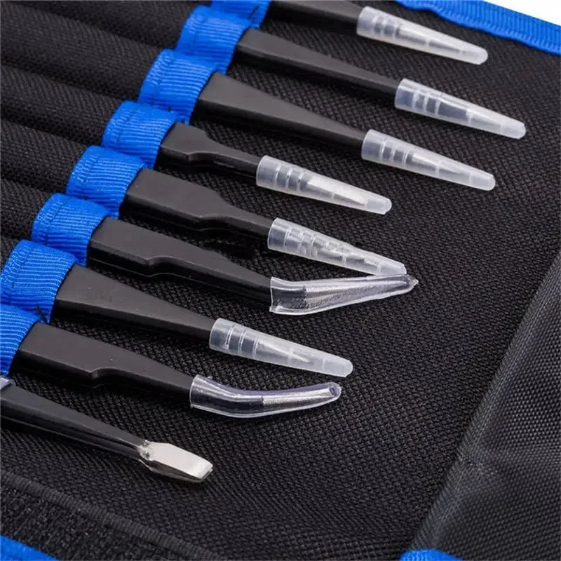 Stainless Steel Precision Antistatic Electrostatic Tweezers Set Maintenance Tools Professional Electronic Tweezers 10pcs