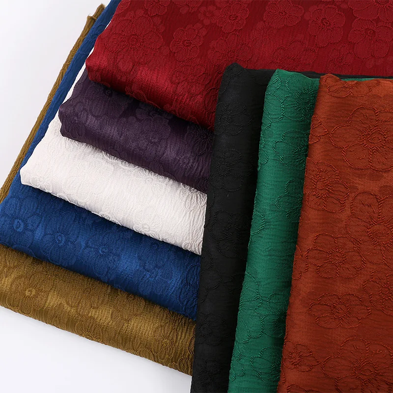 

Peach Blossom Jacquard Fabric for Hanfu Cheongsam Shirt Blouse Rayon Like Spring Summer Textile Floral Print Material