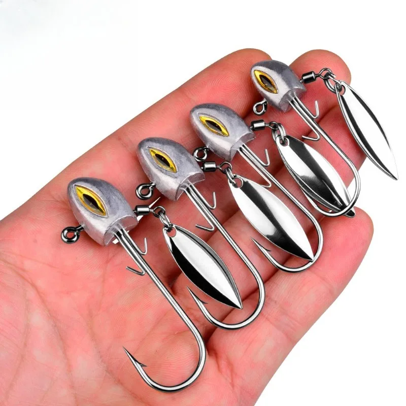 Billings Jigköpfe Angelhaken mit Spinnerblatt für Swimbait und Jig-Angeln auf Barsch in Süß- und Salzwasser