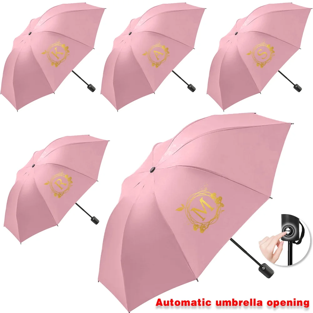 

Travel Essentials Sunshade Sunscreen Rain Umbrellas UV Automatic Umbrella Cute Print Outdoor Picnics Hiking Tour Wreath Letter