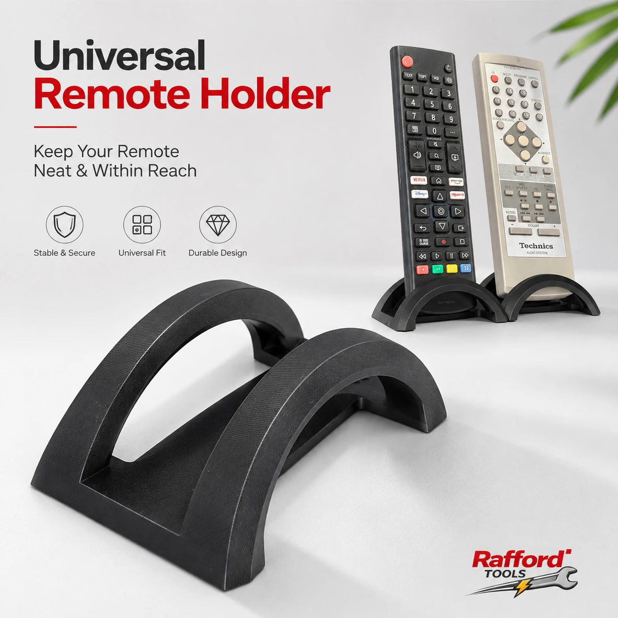 Rafford Universal Remote Control Holder Stand Desktop Organizer for TV Smart Remote Storage Rack Bedside Table Office Desk