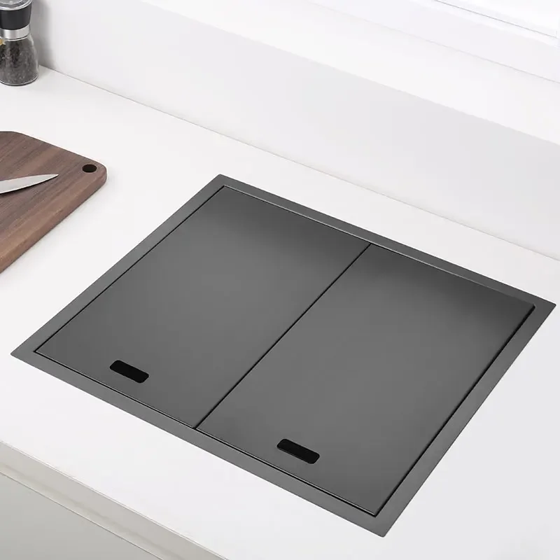 Hidden Kitchen black  bowl Bar Stainless Steel Balcony sink Concealed black Bar sink With clean water tap Open kitchen
