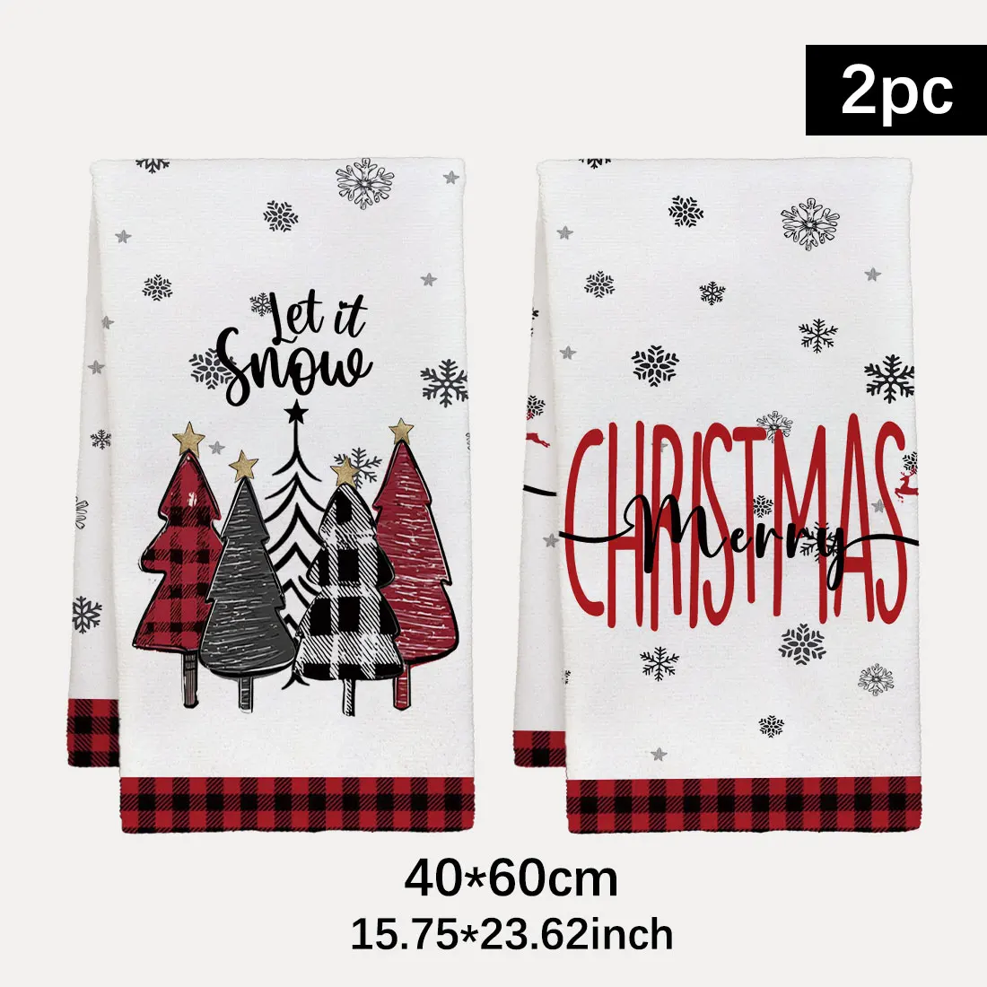 2PCS Merry Christmas Kitchen Towels, Snowflake Christmas Tree Pattern, 40x60cm Ultra fine Fiber Christmas Home Decor, 2026 Gift