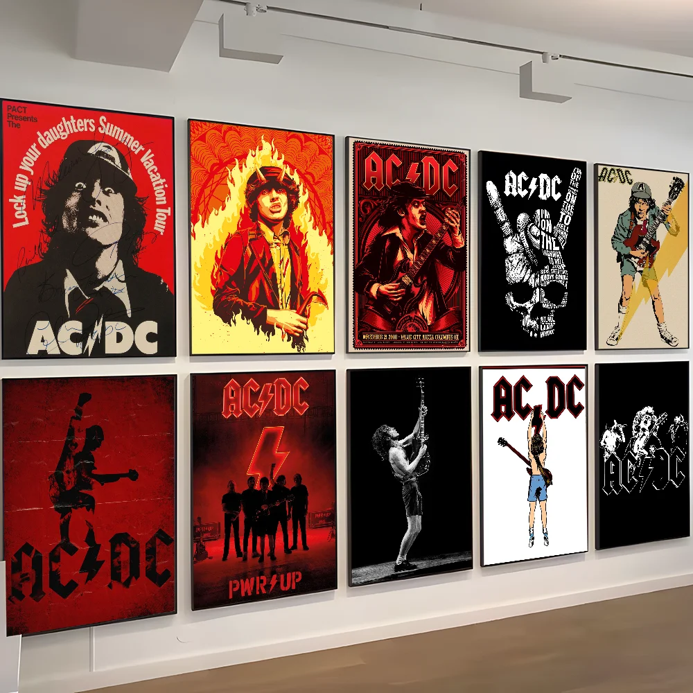 Rock Singer A-AC D-DC Band Classic Vintage Posters Decoracion Painting Wall Art White Kraft Paper Kawaii Room Decor