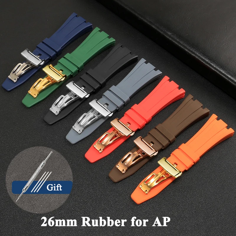 26mm Rubber Watch Strap for Audemars Piguet Royal Oak 15703/15400 for AP Camo Watch Band Metal Buckle Men Bracelet Accessories