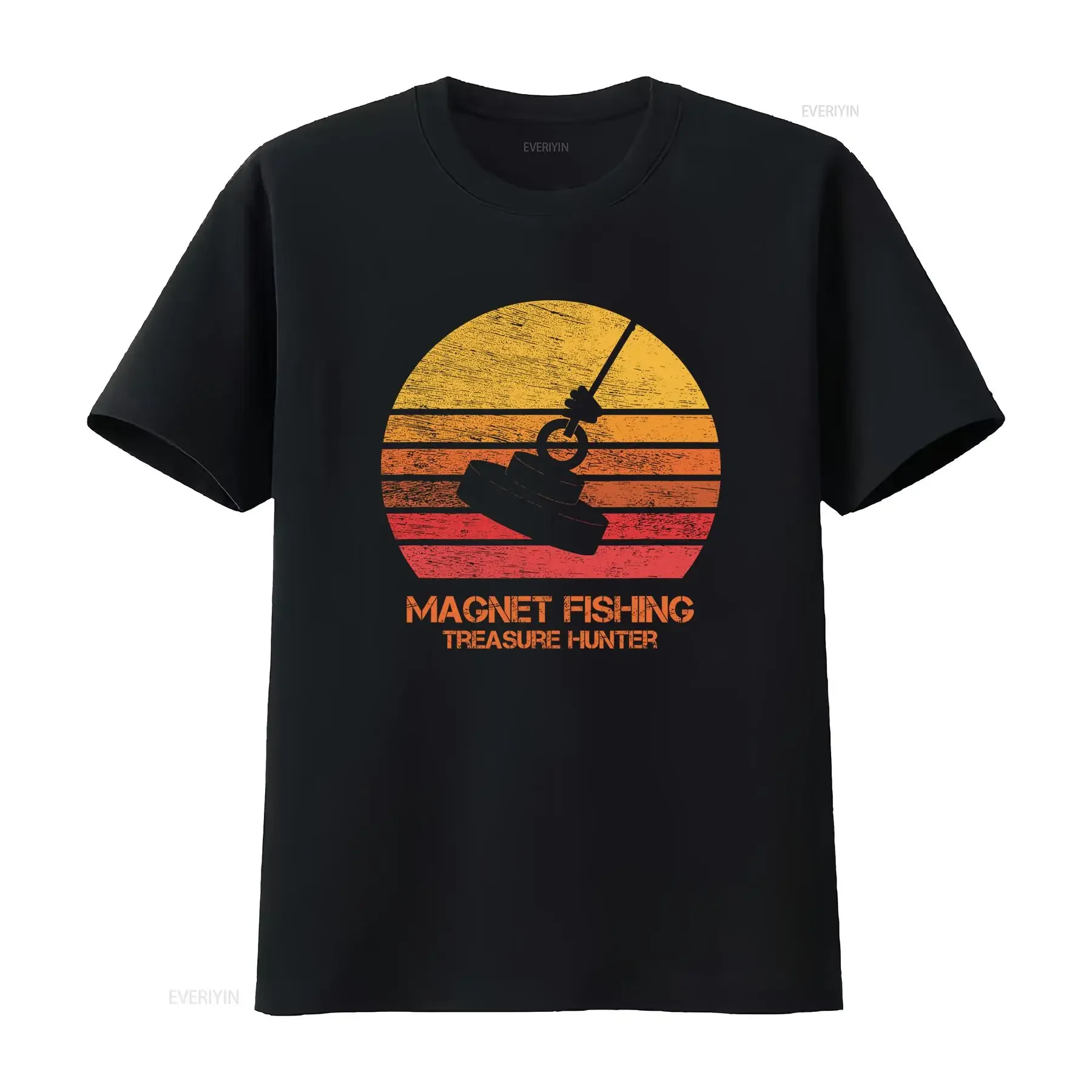 Vintage Retro Sunset Magnet Fishing T Shirt vintage Washed Breathable Slightly fashion Stylish streetwear Soft Versatile