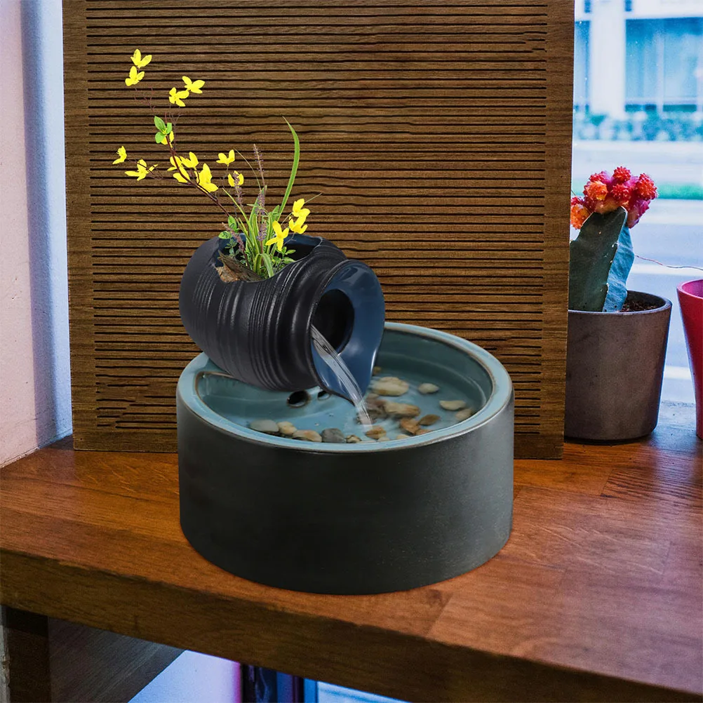 جرة سيراميك شلال متداولة لحفظ الأسماك ديكور فني قديم مع صناعة متقنة الأكسجين تعزيز ترشيح المياه