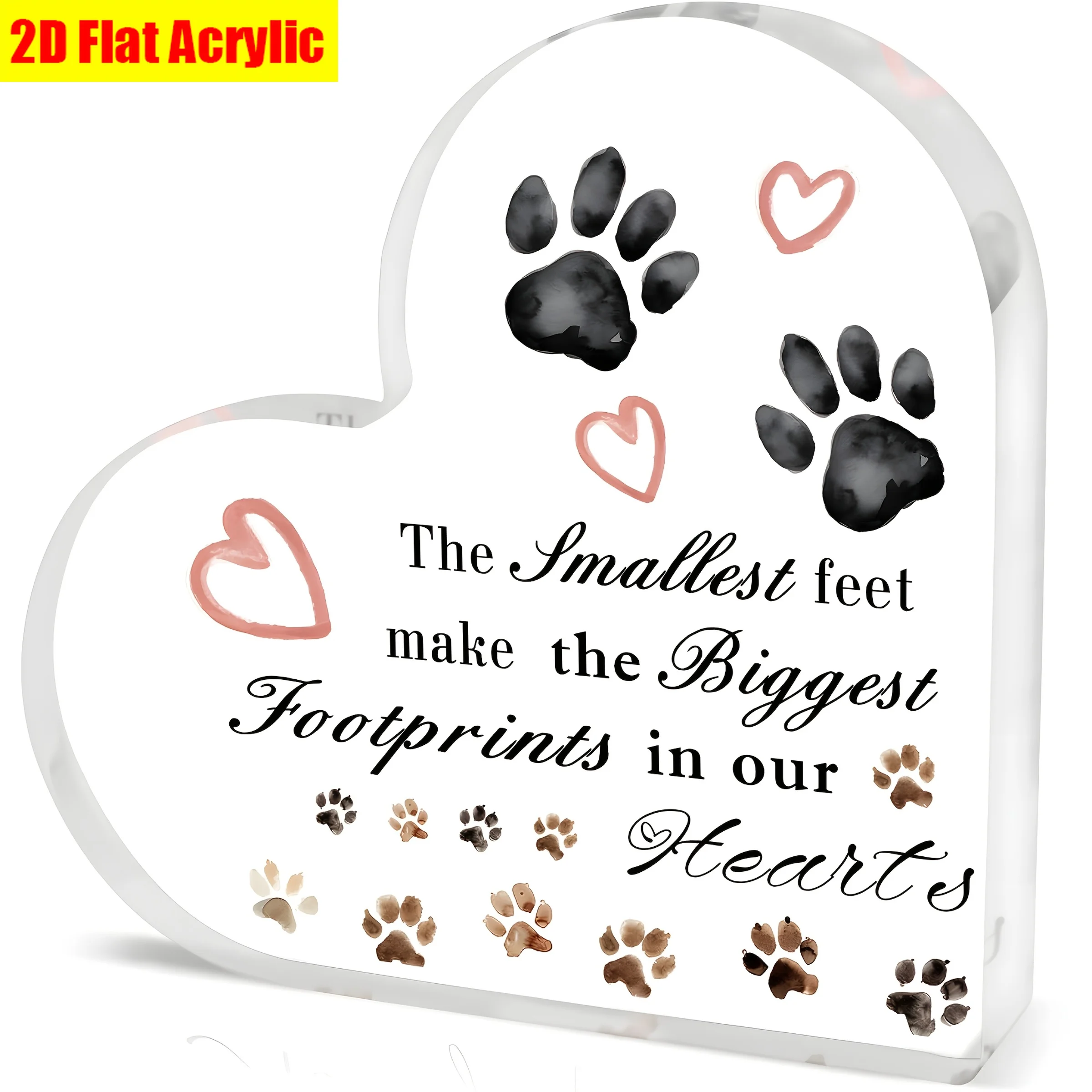Heart-Shaped Pet Commemorative Gift, Acrylic Plaque, Mindfulness Relaxation Gift, Home Desktop Decoration Ornament, Comfortable Gift for Sad Loss of Dog, Acrylic Souvenir with Claw Prints, Thoughtful Halloween And Christmas Gift