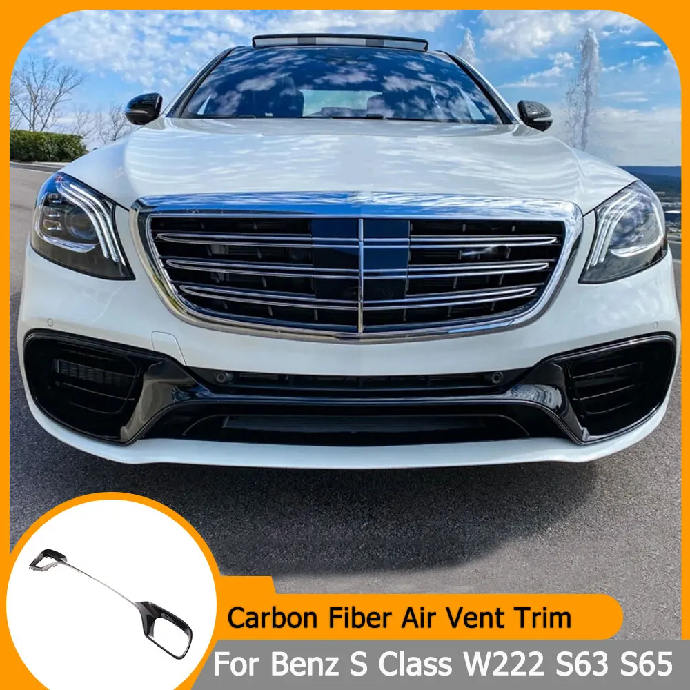 

Car Front Bumper Chin Spoiler Lip Guard for Mercedes Benz S Class W222 S63 S65 AMG Sedan 2018 2019 Carbon Fiber Air Vent Trim