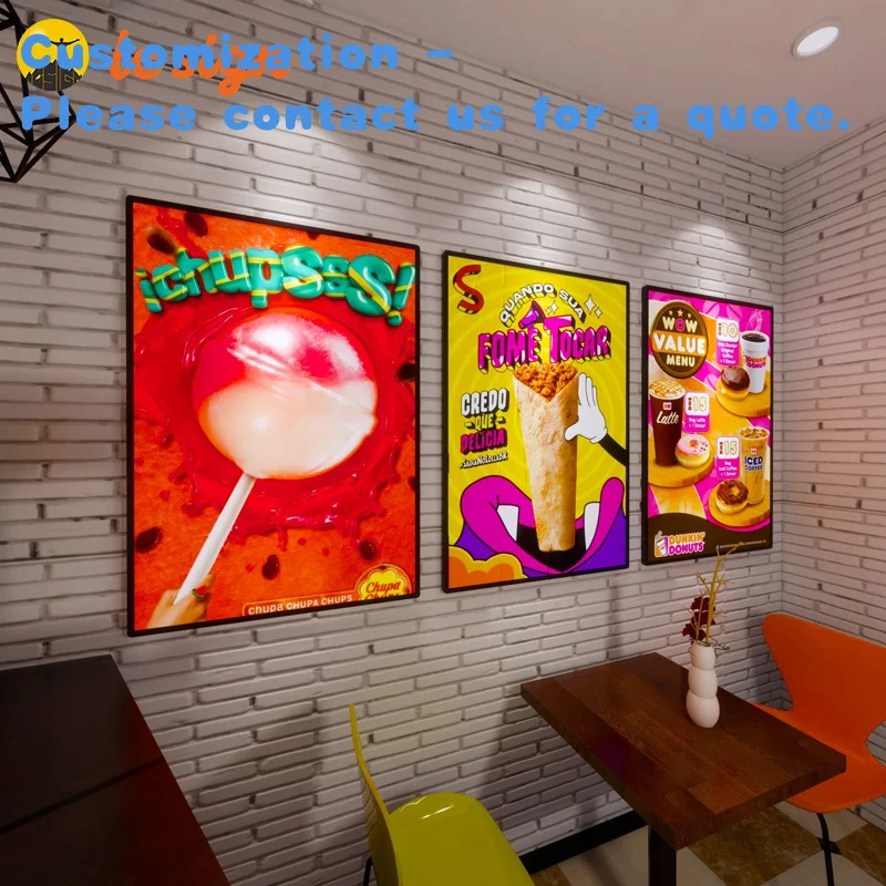 custom.China Manufacture Fast Food Menu Light Box Poster Display Double Side Ultra Thin Lamp Sign Advertising Light Boxes