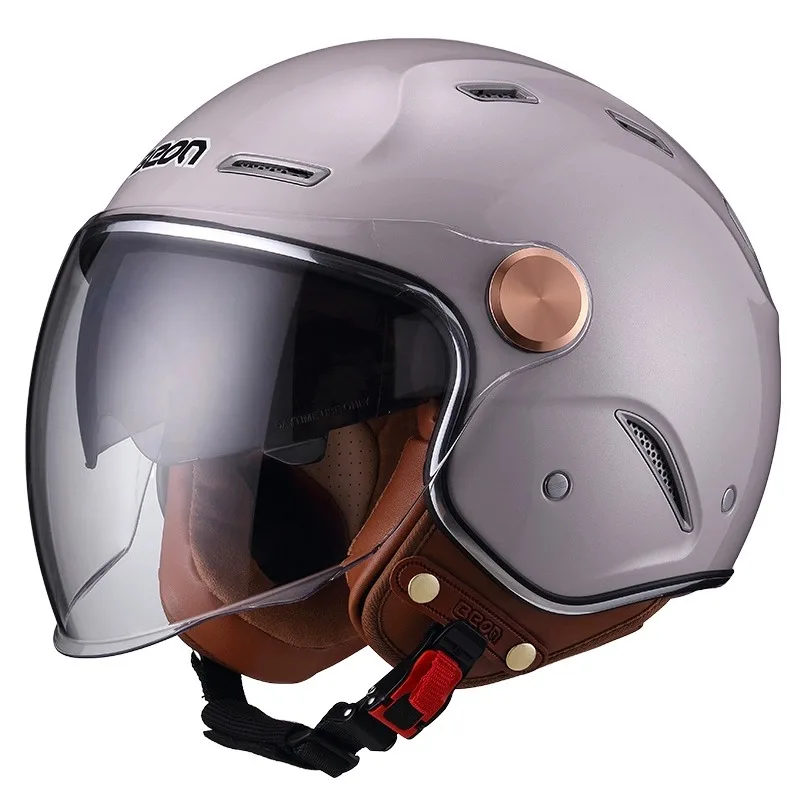 BEON B122 Vintage Open Face Motorcycle Helmet Dual Lens Retro Style Casque Casco Capacete for Motorbike Riding