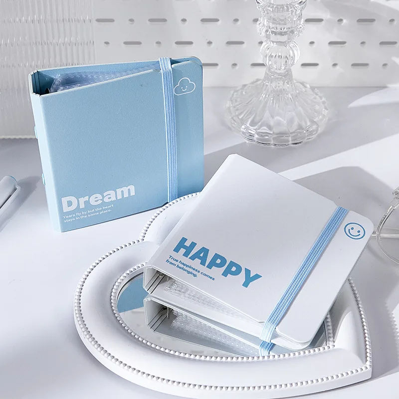 Mini Instax Photo Album | Cute Ins Style 3 Inch Card Holder Kawaii PU PP Loose-Leaf Refillable Storage Book for Girls