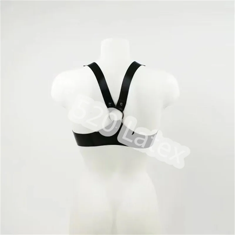 Handmade Sexy  1.0mm Latex Breast Trainer Natural Latex Buckle Harness Top For Woman