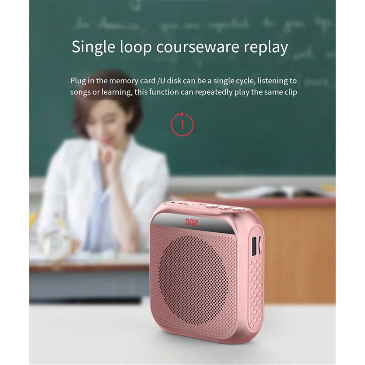 2200mah Voice Amplifier Multifunctional Voice Speaker Portable Speaker with Microphone Display, for Teachers Speech A