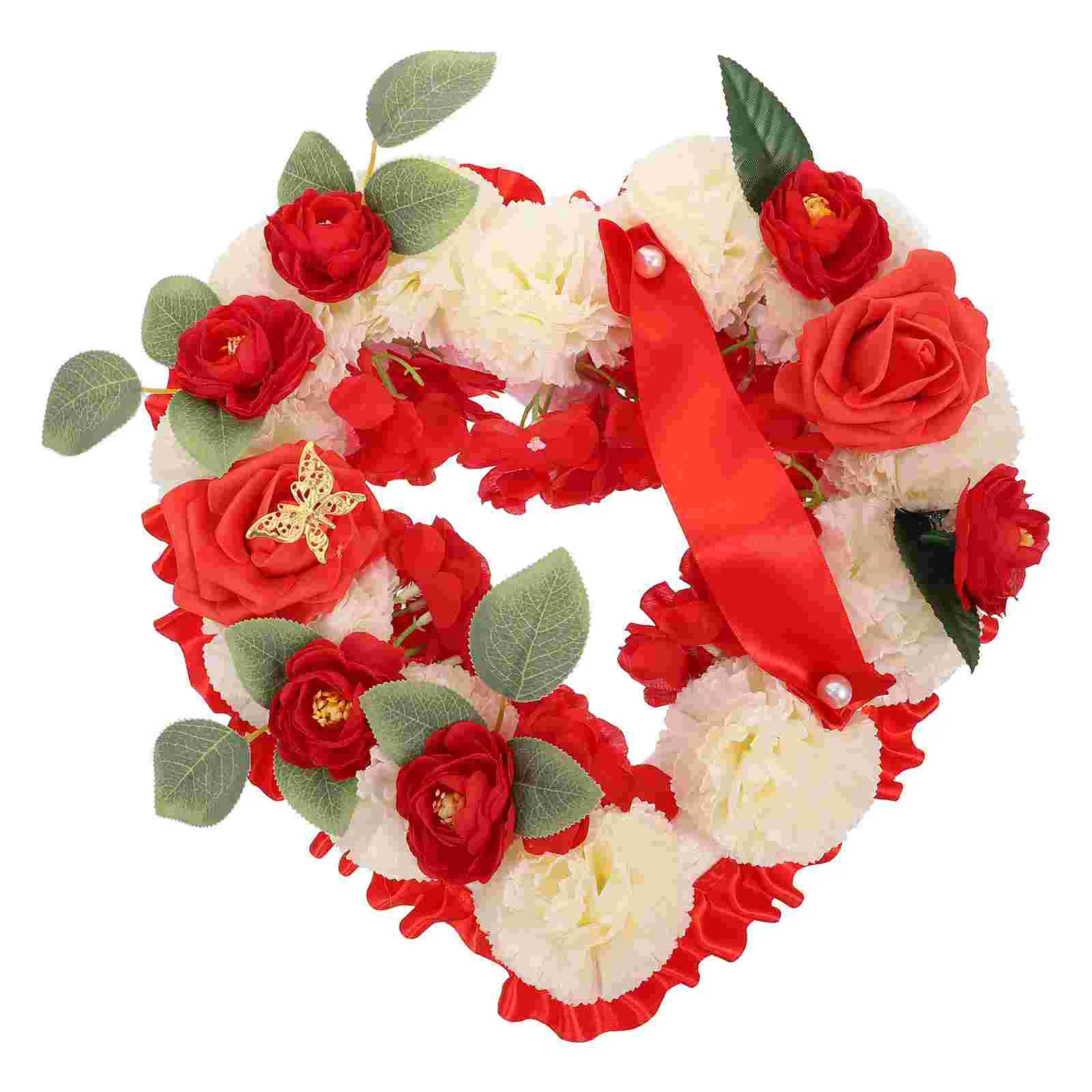 Commemorate Heart Memorial Wreath Flower Ornaments Wreaths for Front Door Foam Peony Mourning Garland