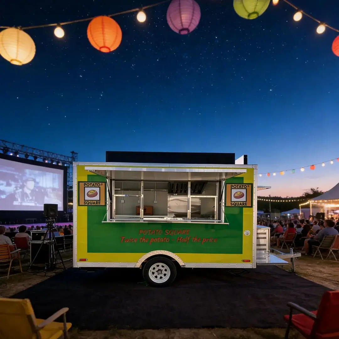 

Custom Fiberglass Food Catering Trailer Fully Equipped Commercial Mobile Food Cart for Street Vending