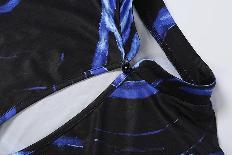 Weird Puss Sexy durchsichtiges Kleid für Damen, Stehkragen, hohles Plüsch-Patchwork, volle Ärmel, Midnight Club Party, modisches Mini-Bodycon – Detail 7