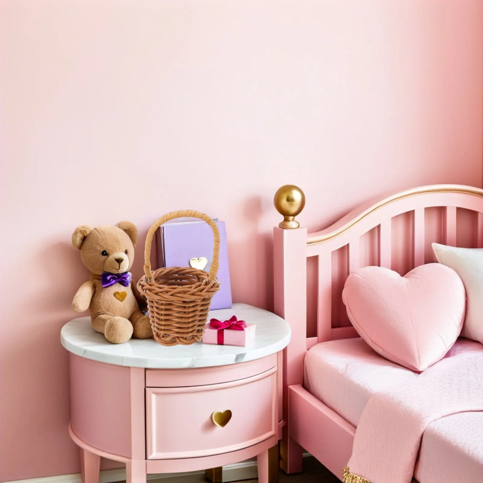 

Набор из 4 миниатюрных плетеных корзинок с ручками (2,95x1,97x1,77 дюйма) для кукольного домика, цветочных композиций, рукоделия, фотосъемки, декора для свадеб и вечеринок