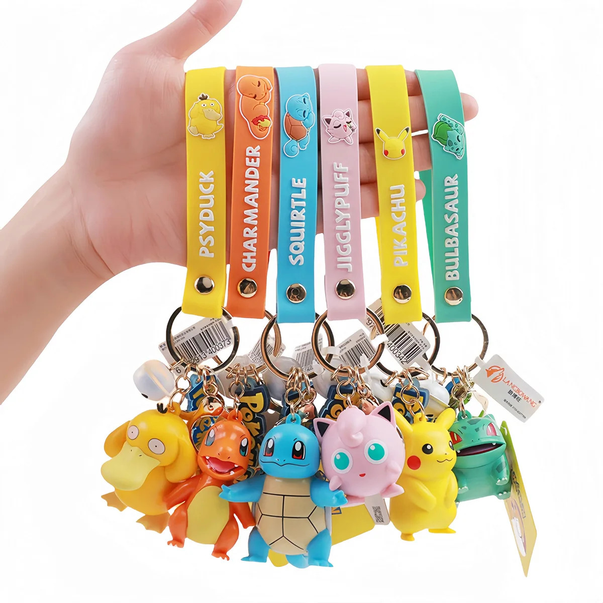 Pendentif de sac à dos Pokémon pour enfants, Pikachu, Charmander, Bulbasaur, Psyresines, chaîne continent, modèle en matériau ABS, jouet Kawaii, cadeaux pour enfants, 6 styles