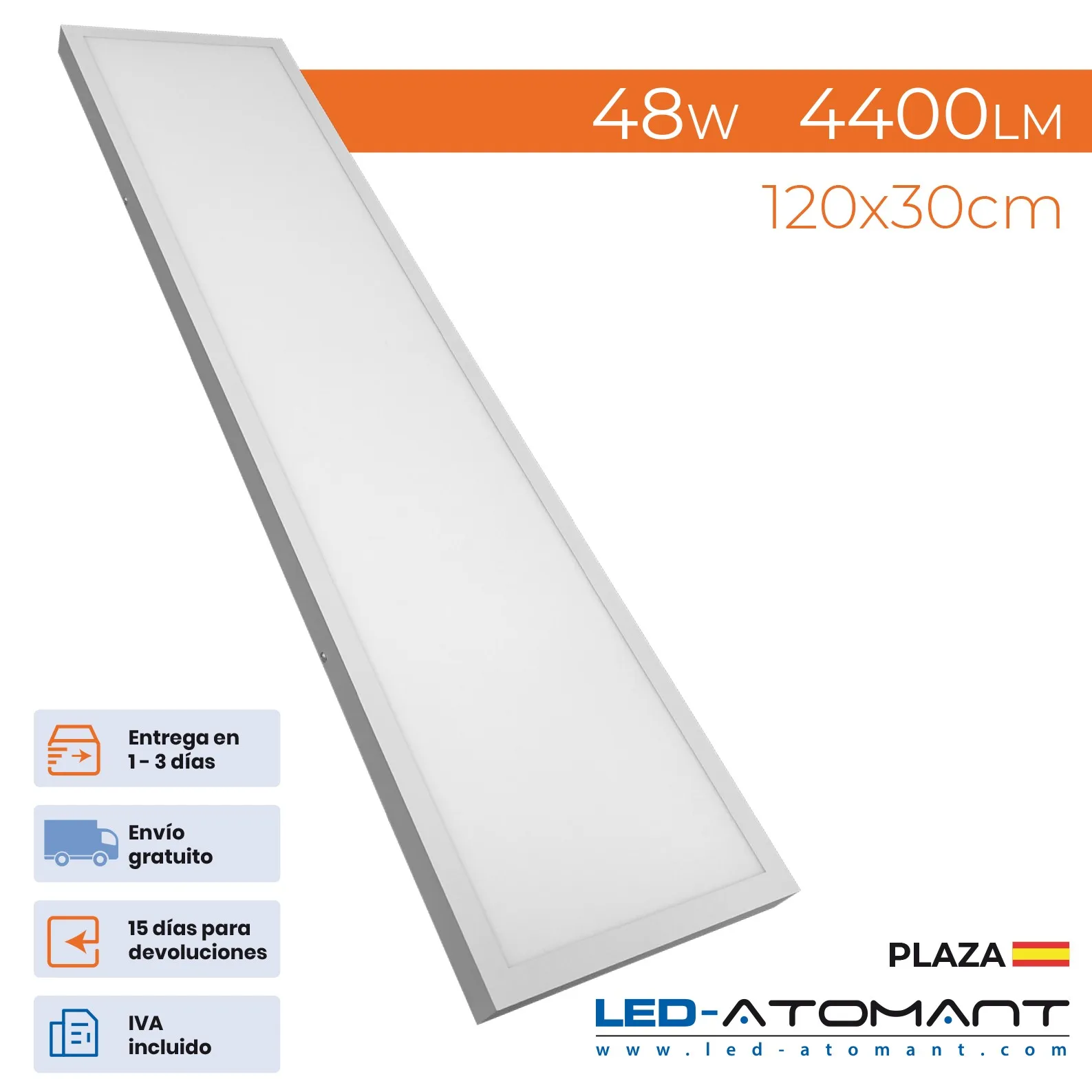 LED Panel surface 120x30cm 48W 4400LM 3000K