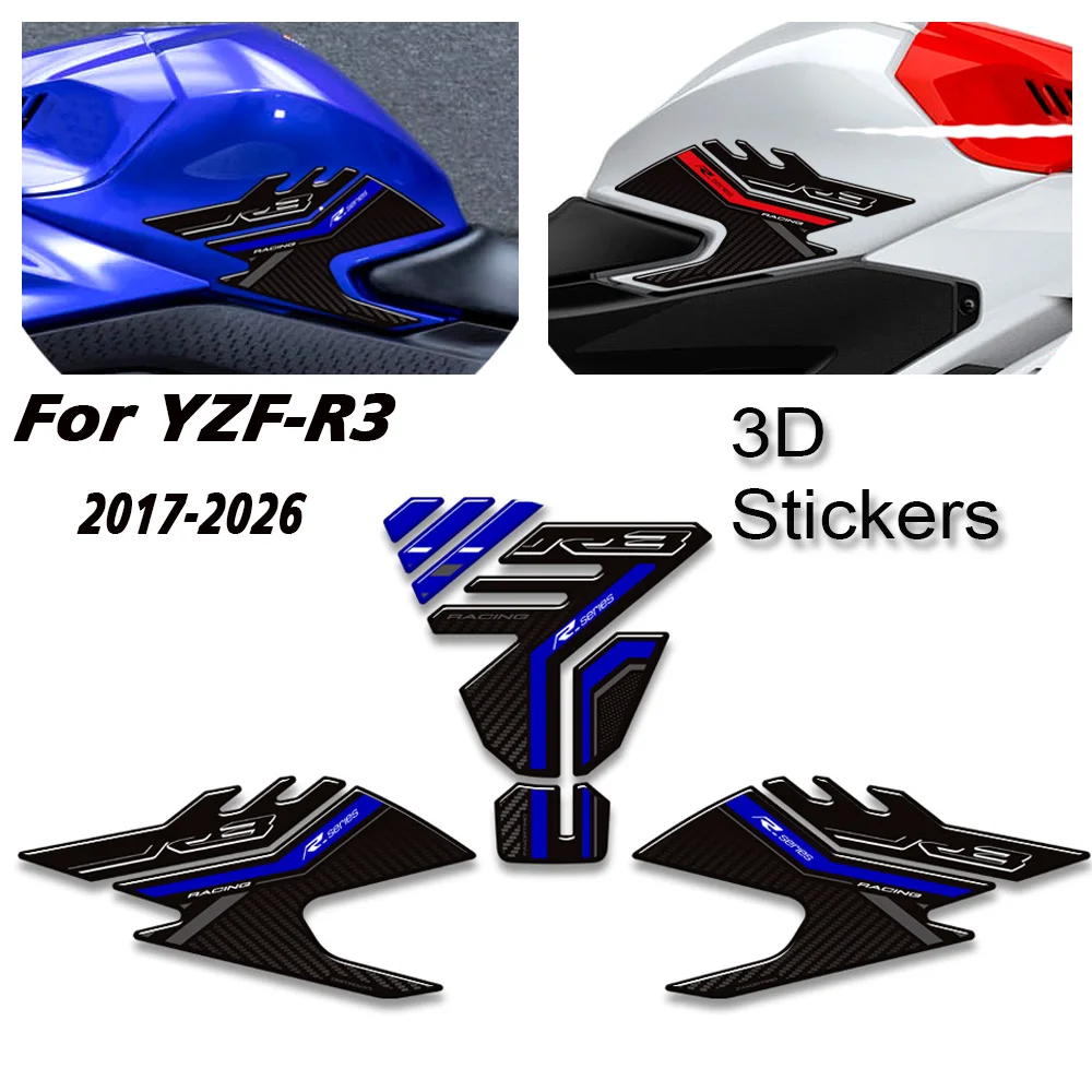 

Motorcycle For YZF-R3 YZFR3 YZF R3 Tank Pad TankPad Cap Grips Gas Fuel Kit Knee Stickers Decals Protection 2017 - 2026