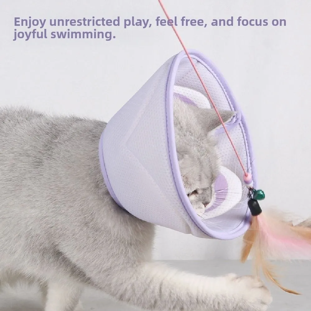 

Cartoon Pet Elizabeth Circle Flower Printing Soft Mesh Cat Dog Grooming Cover 3D Anti-Scratch Pet Anti Lick Cover