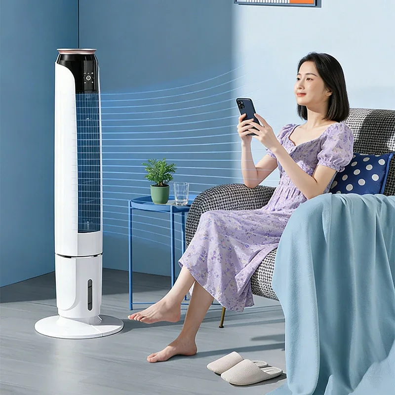 Blade-less Portable Air Conditioner Fan with Touchscreen Remote Control and Negative Ions—Ideal for Cooling Homes, Offices