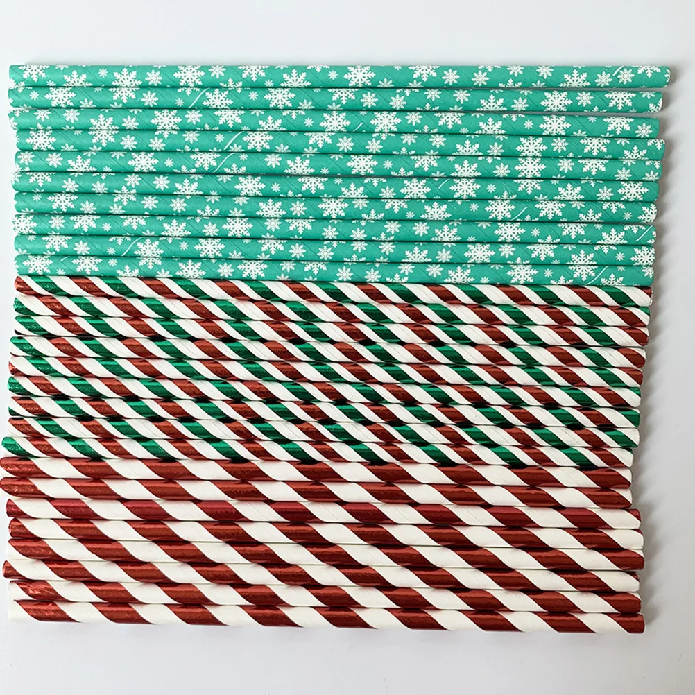 

150Pcs Drinking Straws Christmas Pattern Decorative Paper Straws for Party Events Campus Bar Coffee Shop Use Eco Friendly