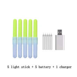 5 stks/partij Elektrische Licht Stok Met 5 oplaadbare cr322 Batterij Visserijvlotter Accessoire Led Lightstick Nachtvissen J514