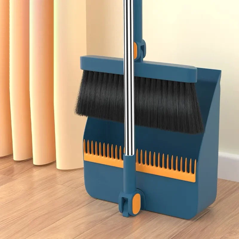 Broom Dustpan Set Combination Long Handle Household Brushs Magic Folding Standing Non Stick Hair Rotating Sweeping Tool