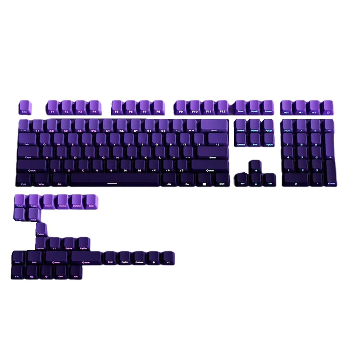 N88R Gradient Purple Double Shot PBT Keycap Backlit Keycap 130 Key Full Keycaps Set for Mechanical Keyboard