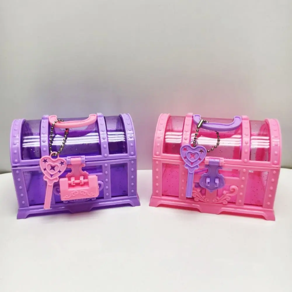 صندوق صغير وردي/أرجواني صندوق مجوهرات التظاهر اللعب الفتيات خلع الملابس صندوق ماكياج لطيف حقيبة للتخزين مع قفل الكنز الصدر النساء الفتيات