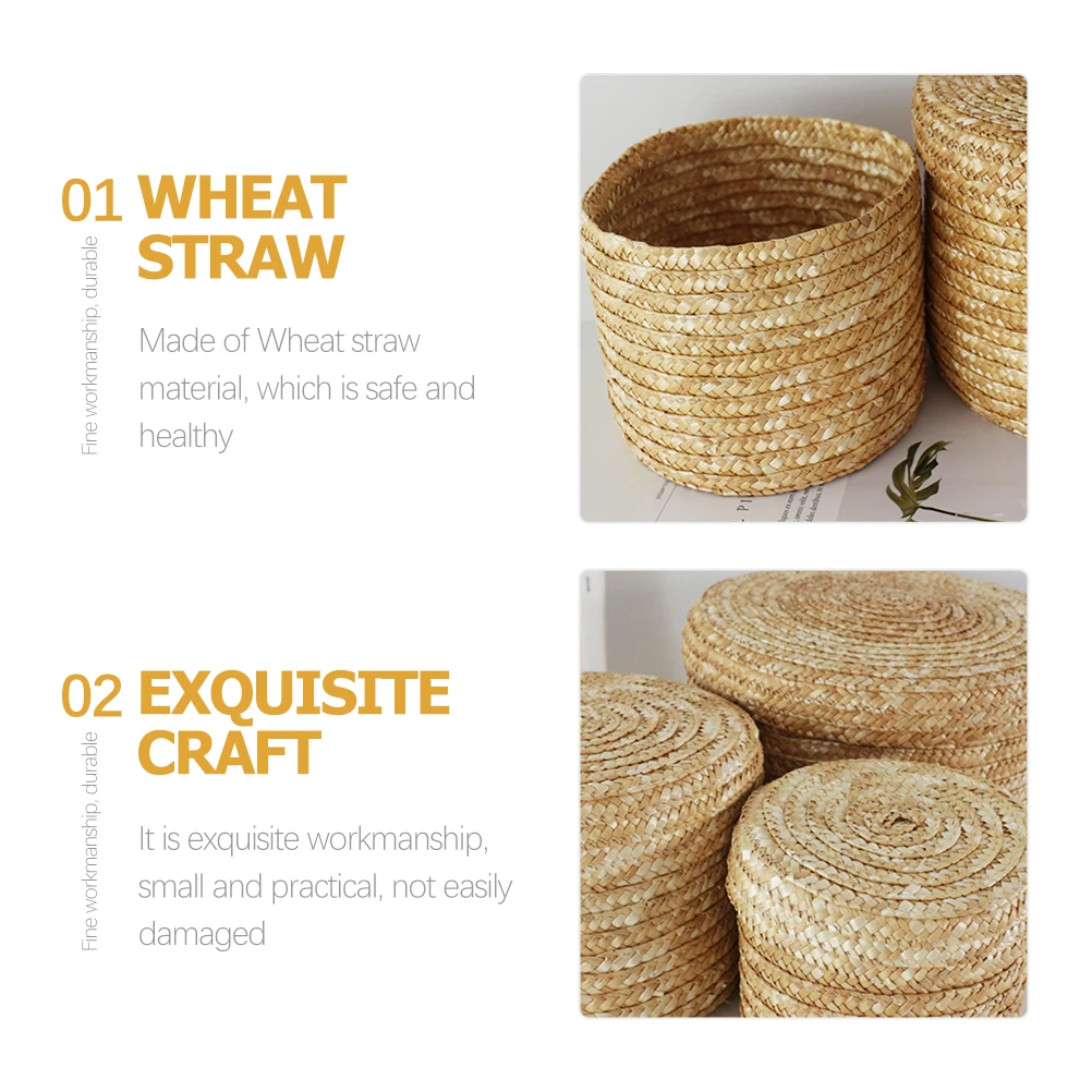 

Snack Storage Basket With Lid Woven Fruit Vegetable Organizer Household Home Decorative Basket Multi-Function Rustic Style