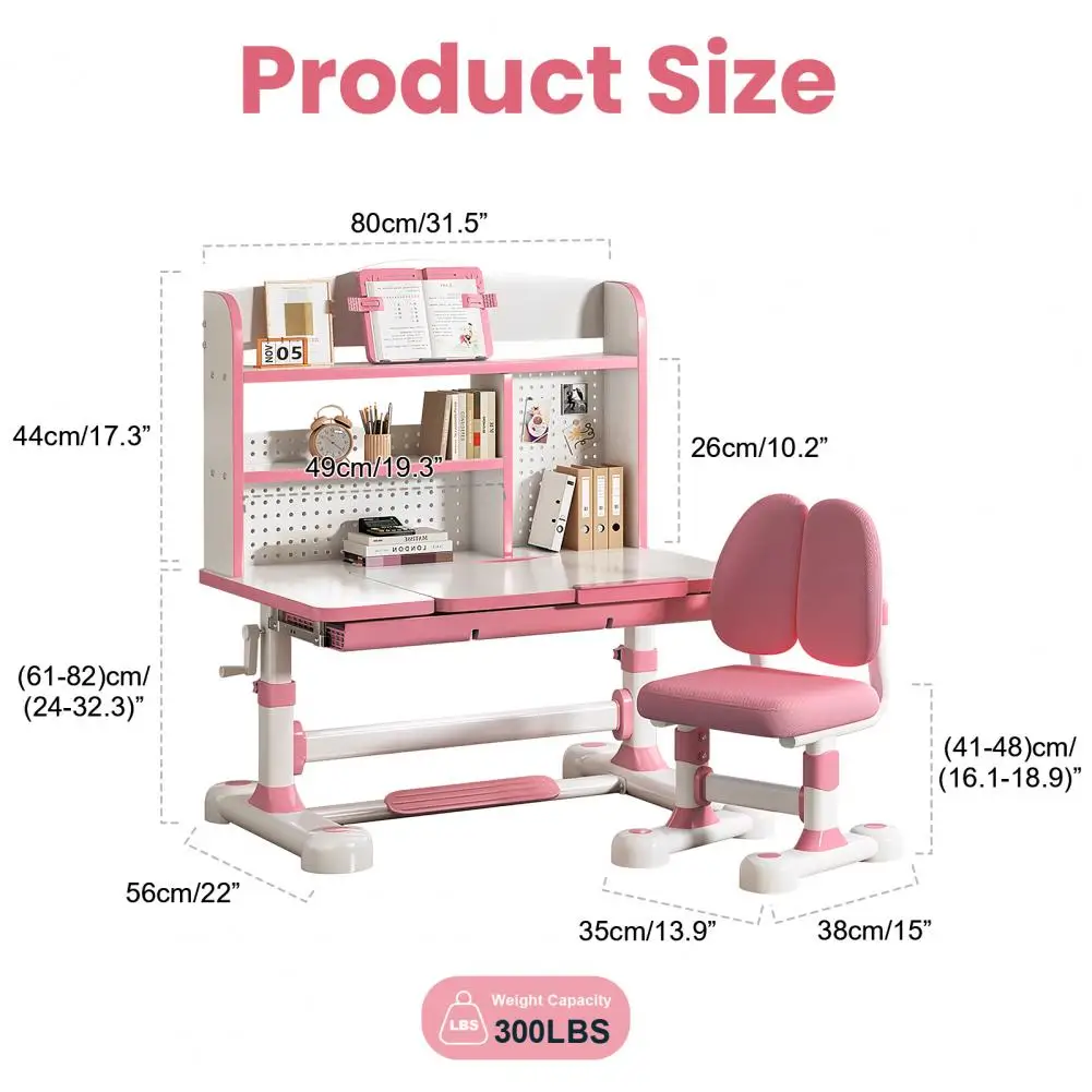 مجموعة مكتب وكرسي للدراسة لطاولة تعلم مريحة قابلة للتعديل لارتفاع الأطفال مع رف كتب كبير لسطح المكتب قابل للإمالة #6