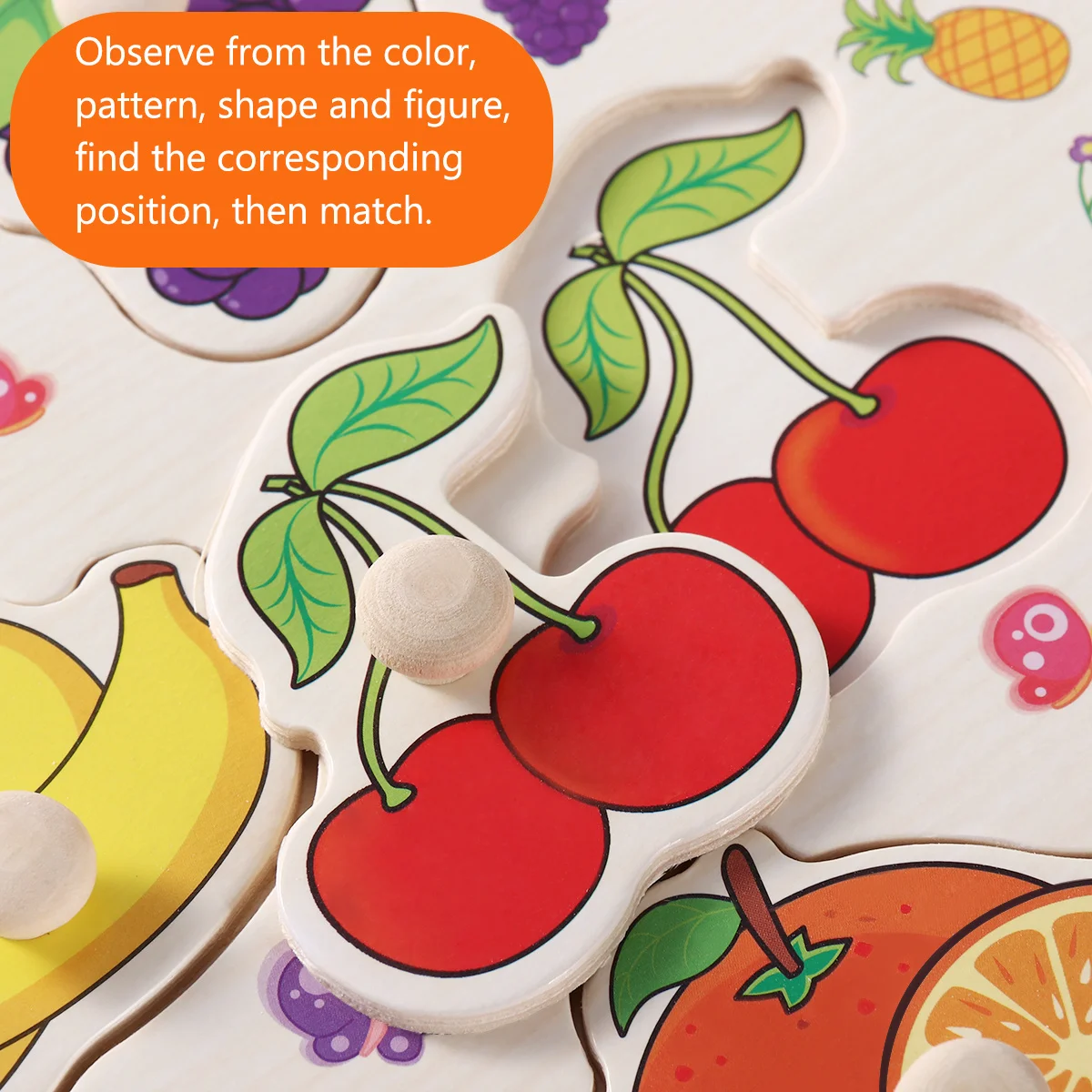 

2pcs Wooden Hand-Grab Fruit Vegetable Shape Recognition Early Learning For Toddlers Sturdy Peg Pieces Fine Motor Skills Toddler