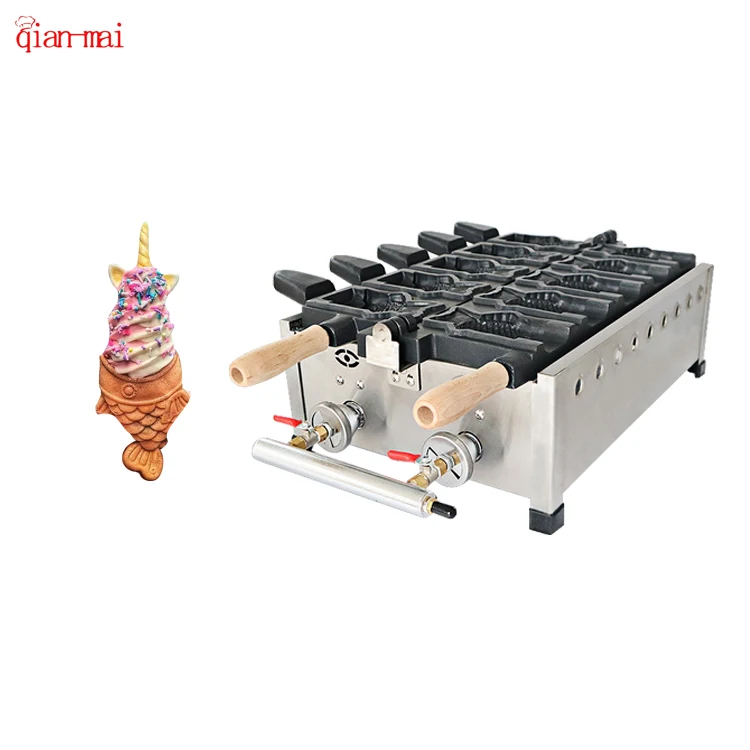 Belgian Electric Mini Commercial Vertical Honeycomb Mini Five Fish Waffle Cone Maker Gas Open Mouth Small Taiyaki Machine