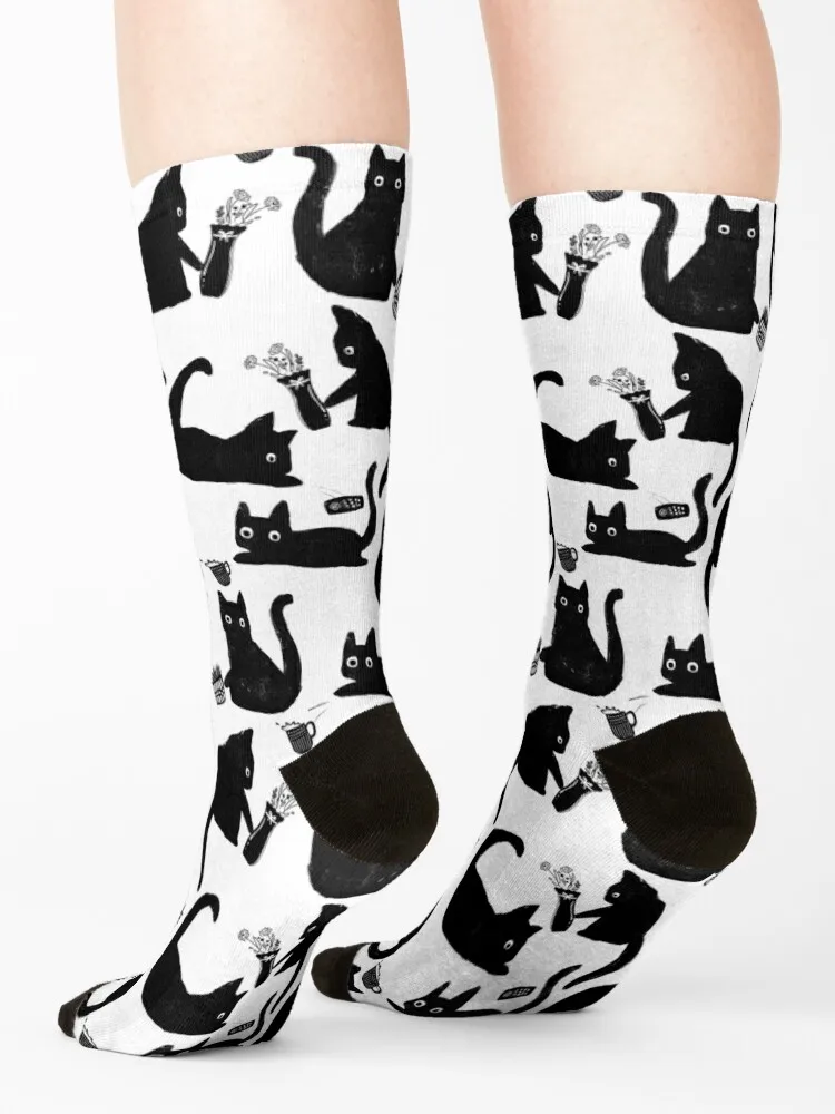 Bad Cats Knocking Stuff Over Socks Run winter thermal Wholesale valentine gift ideas Men's Socks Luxury Women's