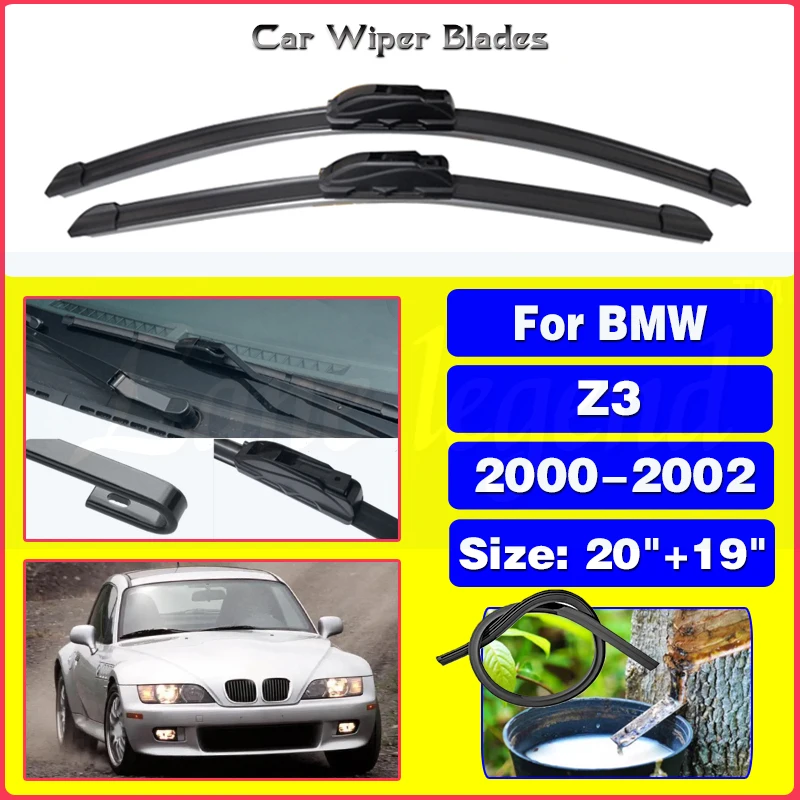 

2pcs For BMW Z3 2000 2001 2002 Front Wiper Blades Brushes Cutter Windscreen Windshield Accessories U J Hook 20"+19"