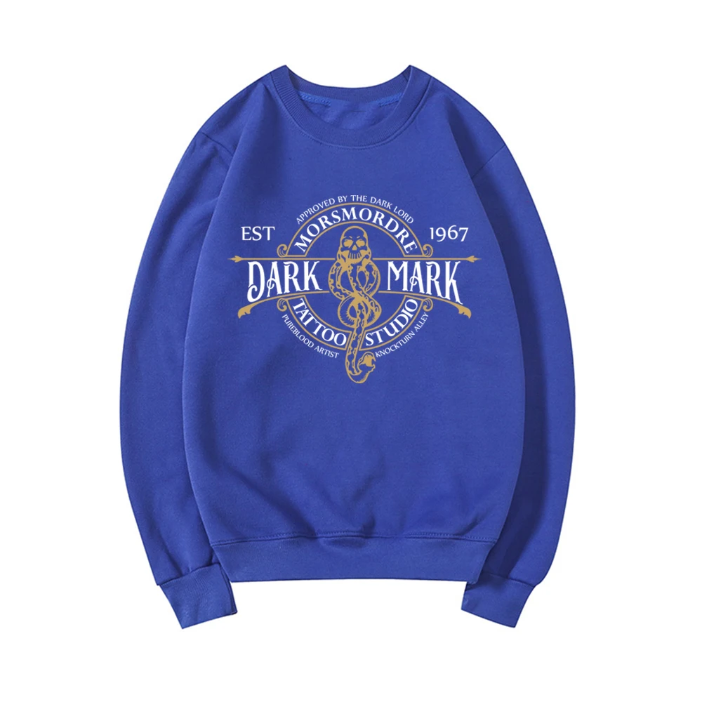 Dark Mark Tattoo Studio Wizard Sweatshirt Malfoy Hoodie Bookish Merch Women Long Sleeve Sweatshirt Book Reading Magic Pullover