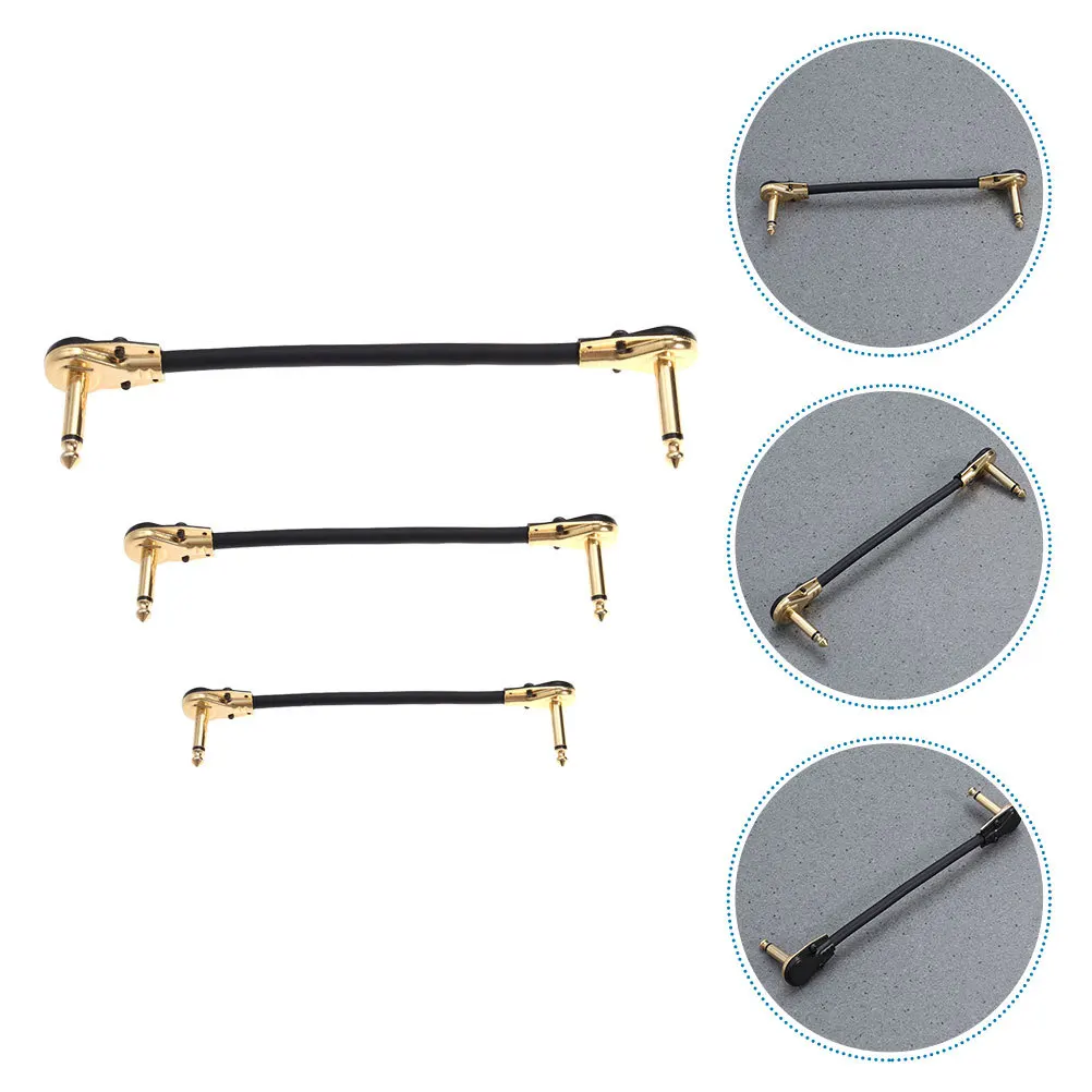 

3Pcs Audio Cable Flat Head Digital Guitar Effector Cable for Bass Guitar Transmission Wire Noise Shielded Audio Connect Wire