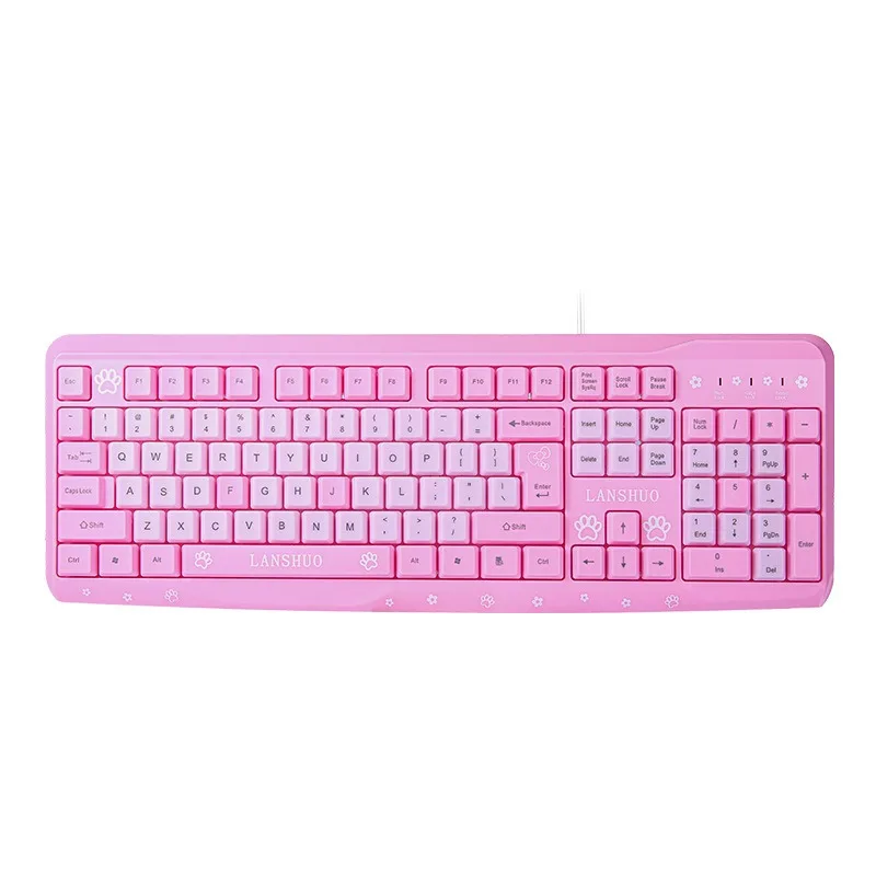 Highvalue Wired Keyboard Fashionable Cartoon Color Home Computer Desktop Computer Mute Birthday Gift Wholesale Women Accessories