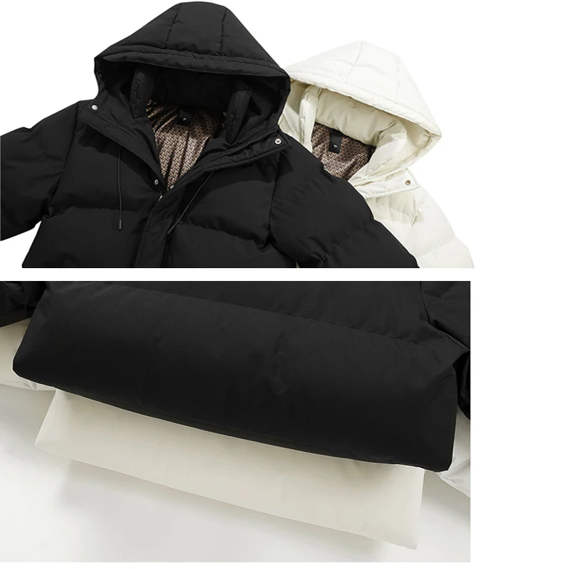 Winter Men's Coat Thickened, Warm, Comfortable Zipper Hooded Fashion Black Outdoor Sports Simple Windproof New Cotton Clothes
