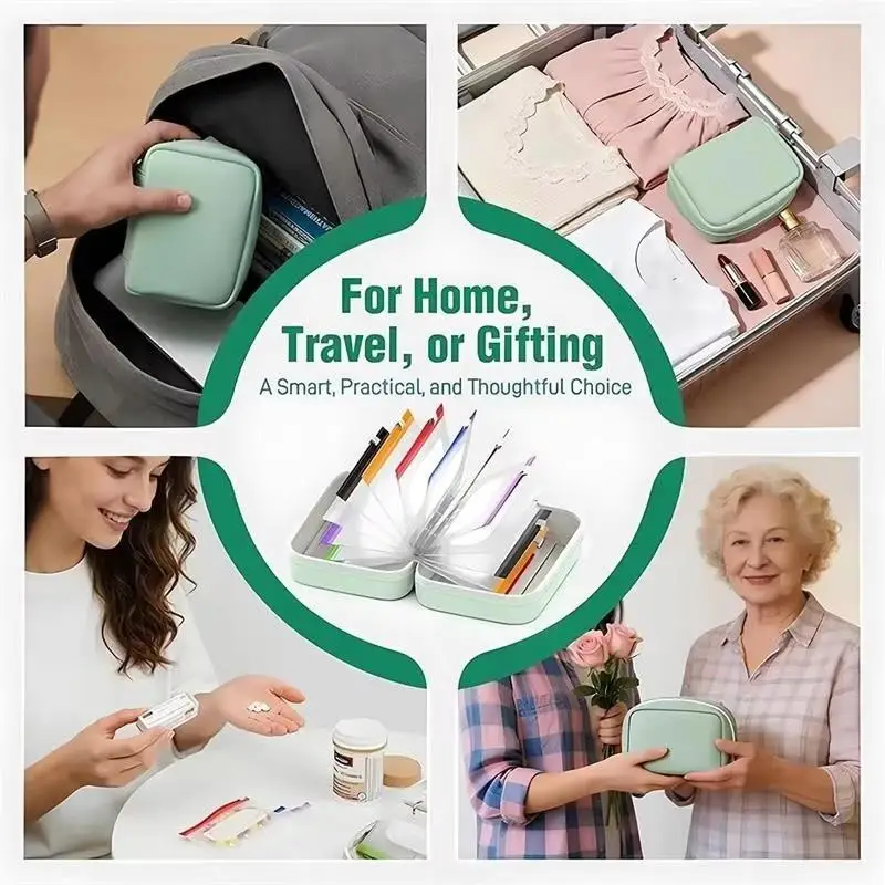 1 Set A8 Waterproof Pill Pouch Kit with 14 Color-Coded Pouches Writable Labels for Hiking Portable Medicine Organizer