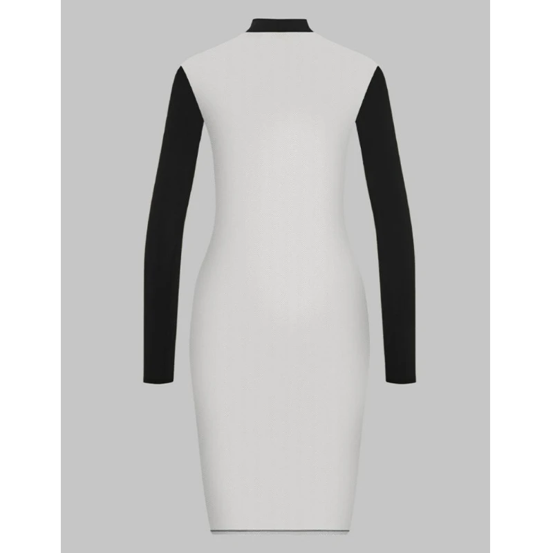 2026 Nouveau Style de style européen Cool Girl Style Net Sash Patchwork robe à manches longues-Sexy et moulants A-ligne Design