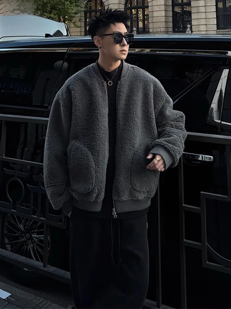 

High-End Men's Casual Leather Fur Integrated Cotton Jacket Thickened Lamb Fur Jacket American Cleanfit Style Winter Coat