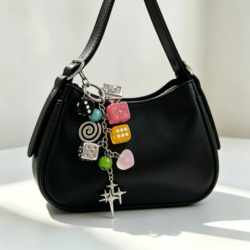 Star Dice Black Eight Ball Poker Cards Bag Pendant DIY Beads Pendant Ornaments Suitable for Car Keychain Decorations Cool Style