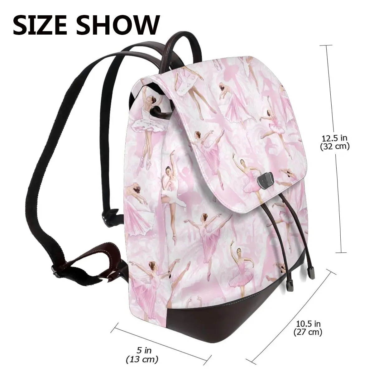 Ballet Dance Makes Me Free Ballerina Dancer Bookbag School Student Bags Hiking Travel Daypack for Women Fashion Derma Backpack