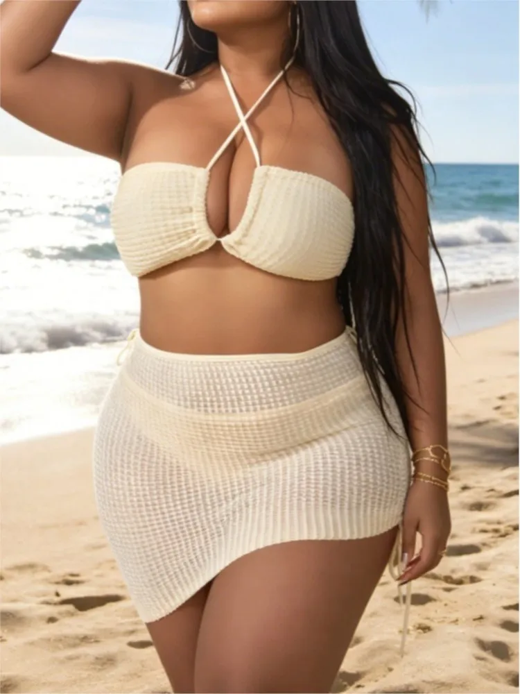L-4XL Plus Size High Waist Bikini Women's Push Up Large Size 3XL 4XL Swimsuit Summer Mujer Tummy Control Swimwear Bikini Sets view 3