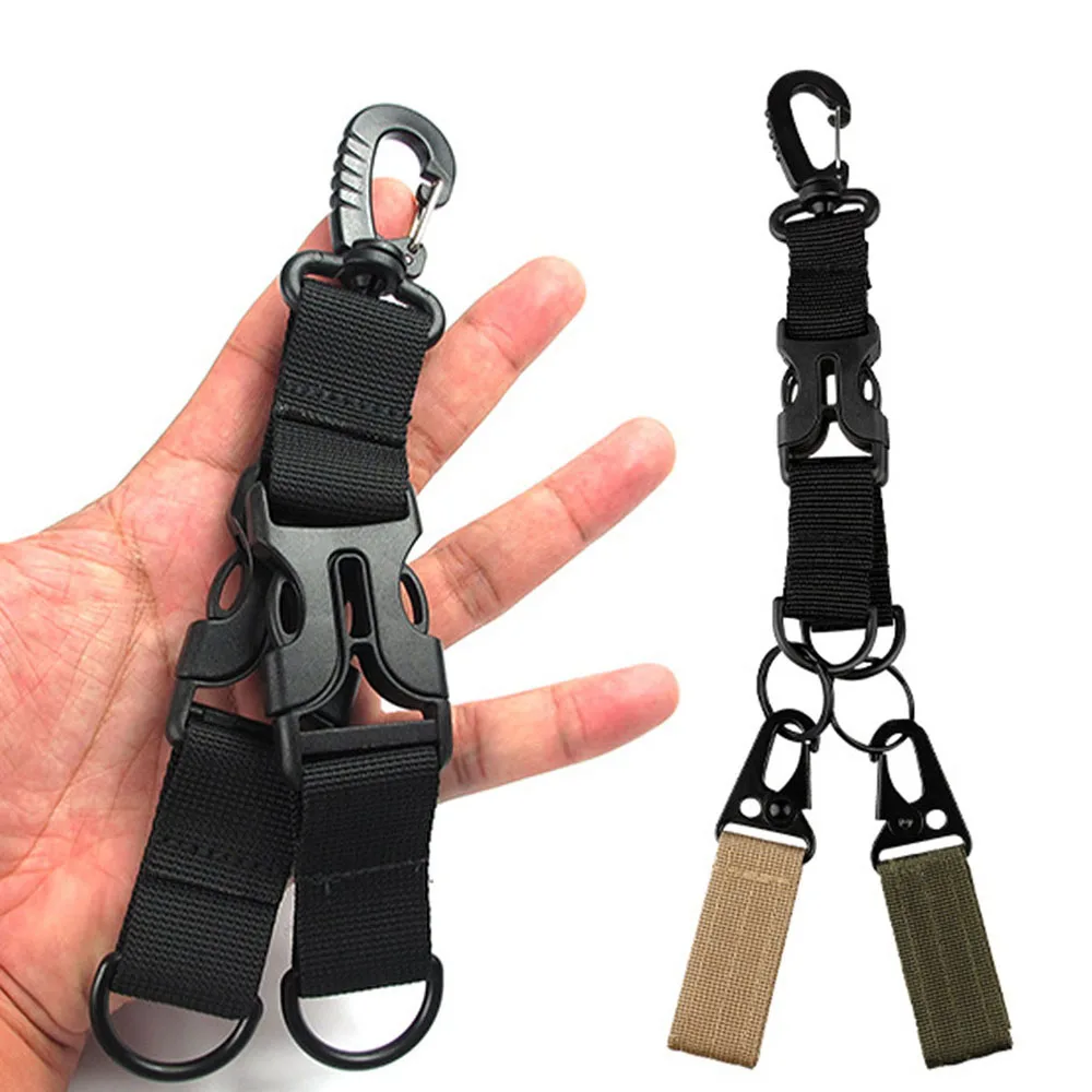 

Outdoor Keychain Dual Snap Ring Carabiner Climbing Hook Waterproof Plastic Backpack Clip Nylon Strap Connector Camping Hiking